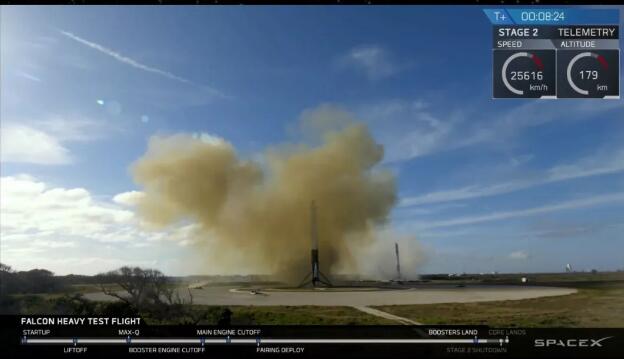 SpaceX发射猎鹰重型火箭 把特斯拉跑车送入太空